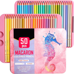 Professional pastel wood colors, a set of 50 vibrant colors for artists, ideal for drawing and shading.