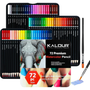 Professional watercolor pencils, a set of 72 vibrant colors for artists, ideal for drawing and shading.